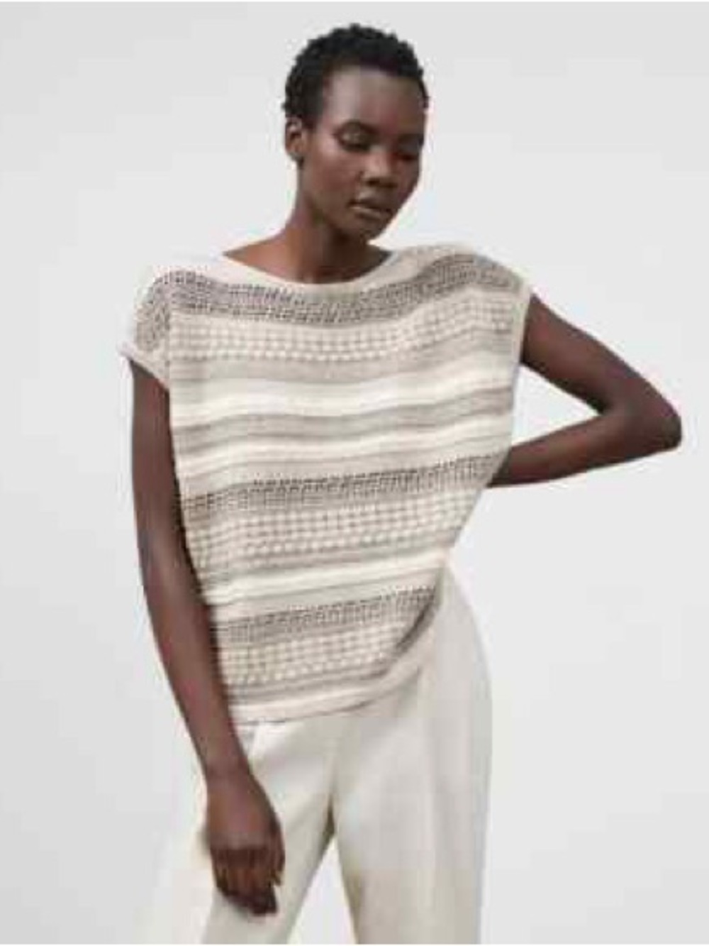 Lafayette 148 Mixed Stitch Sequin Sweater Sz XXL